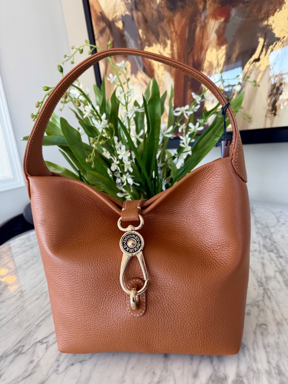 New Dooney & Bourke Lucca Leather Logo Lock Hobo Handbag - Picture 4 of 16